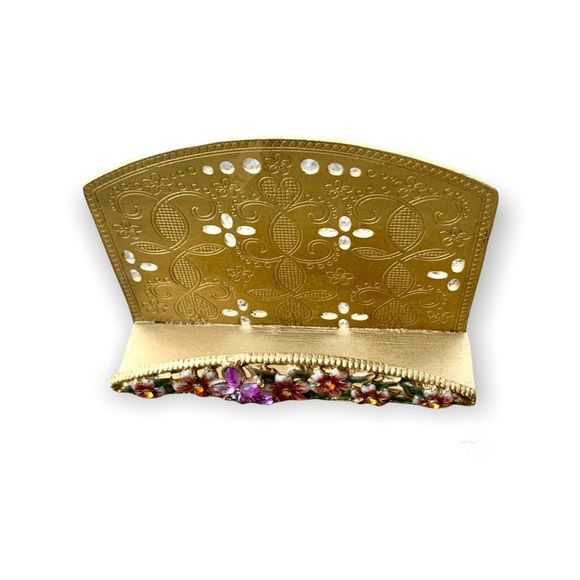 Enamel and Crystal Gold Tone Floral Desk Accessory - Picture 3 of 4